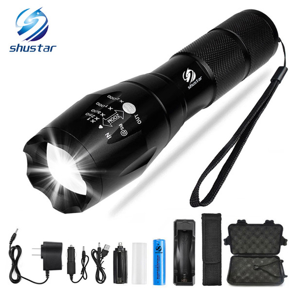 Led flashlight Ultra Bright torch T6/L2 Camping light 5 switch Modes 10000 LM Zoomable Bicycle Light use 18650 battery