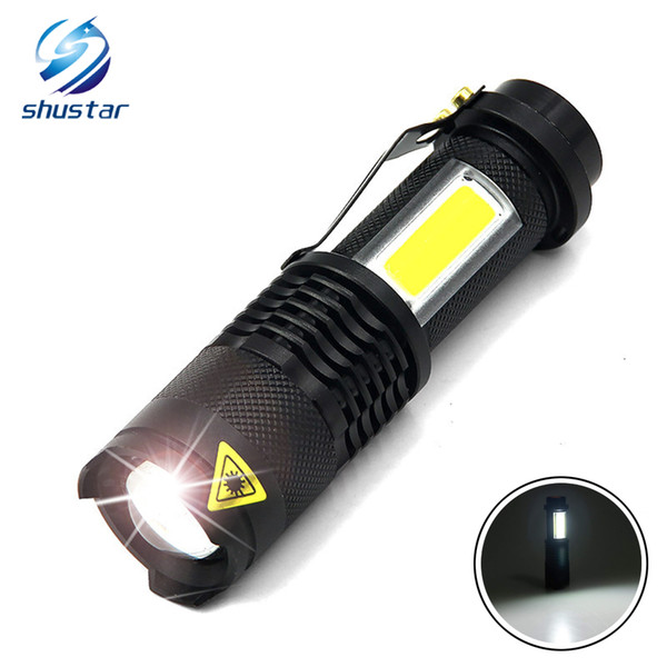 Portable LED Flashlight Q5 +COB Mini Black 2000LM Waterproof Zoom LED Torch penlight Use AA 14500 Battery Lighting lantern