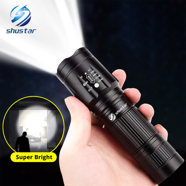 Powerful led flashlight 6000 lumens T6 led torch Waterproof flashlight 3 modes Zoomable led torch use 26650 18650 with charger