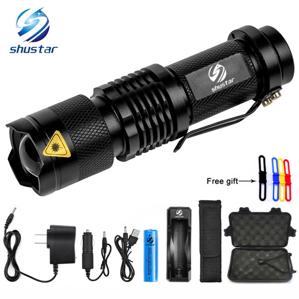 Shustar Mini Zoom XML-T6/L2 Flashlight Led Torch 5 mode 8000 Lumens waterproof 18650 Rechargeable battery give free gift