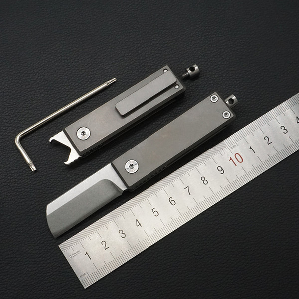 OEM Razor folding shaving knife s35vn blade titanium handle with glass breaker outdoor camping small utility knife new creative key knife