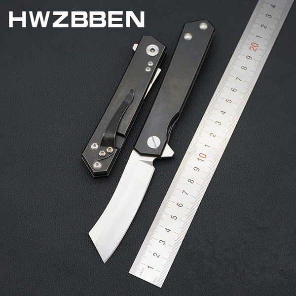 Katana style D2 blade titanium flat handle tactical folding knife survival camping hunting flipper military pocket knife rescue edc tools