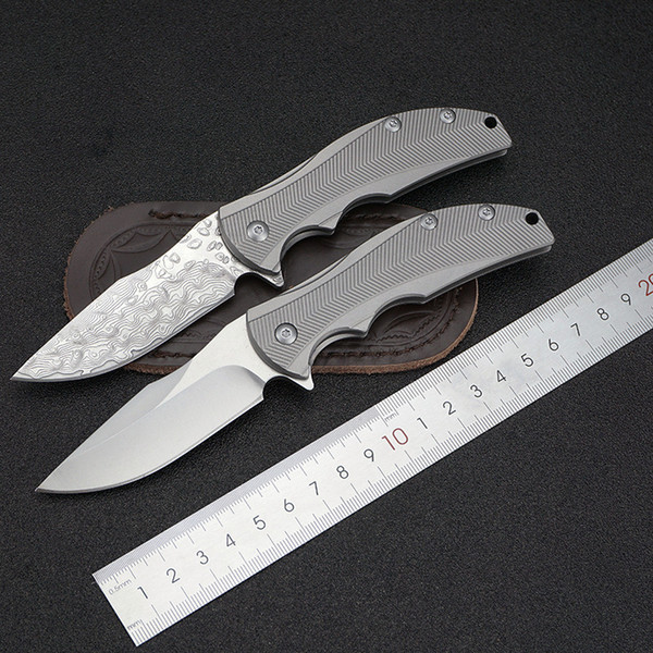 D2 blade titanium handle ball bearing flipper rescue camping hiking tactical survival folding pocket knife Damascus steel zt brand knife