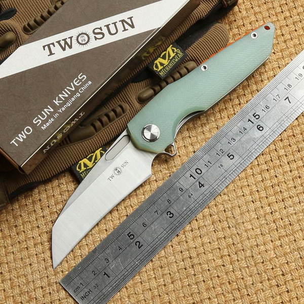 TWO SUN TS48 D2 blade Flipper ball brearing Tactical folding knife G10 handle camping hunting Pocket knives outdoor Survival EDC Tools