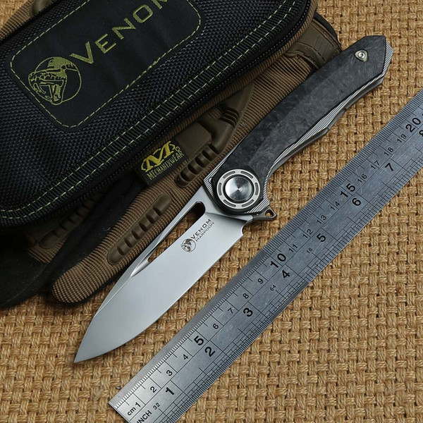 VENOM Harpoon KEVIN JOHN Folding Ball bearing Flipper Knife M390 Titanium carbon fiber camping outdoor survival knives EDC tool