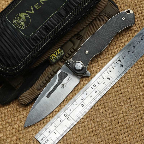 VENOM Bone Doctor M390 blade Titanium CF Flipper folding knife outdoor survival camping hunting kitchen fruit knives EDC tools