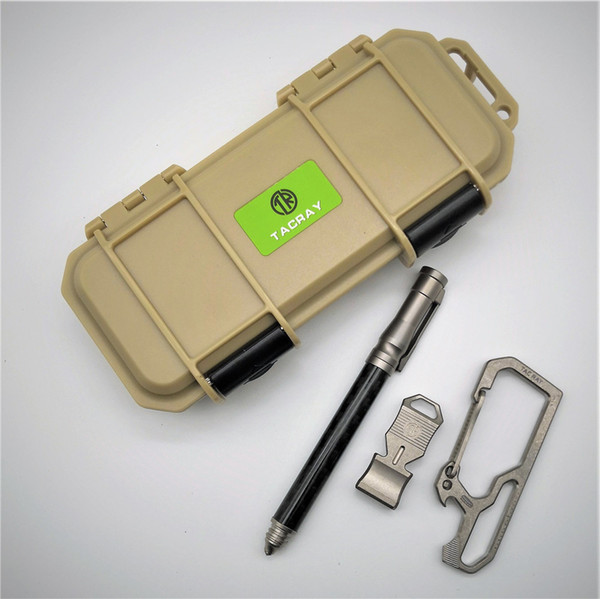 TACRAY carbon fiber tactical pen, whistle, key chain outdoor small EDC tool combination suit,