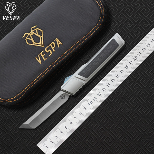 High quality VESPA Ripper folding Knife Blade:M390(Satin) Handle:7075Aluminum + CF,Outdoor camping survival knives EDC tools