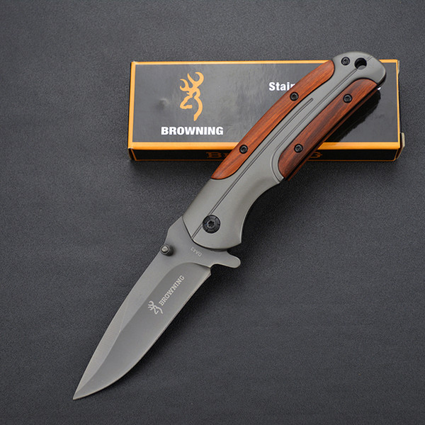 Browning DA43 Folding knife 3Cr13 Blade Rosewood Handle Titanium Tactical Knife Pocket Camping Tool fast open Hunting Knife Survival Knife