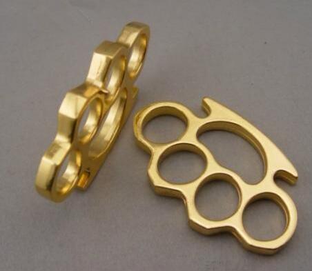 2pcs GILDED 13mm STEEL BRASS KNUCKLE DUSTER Gold plating silver self defense tool brass knuckle clutch