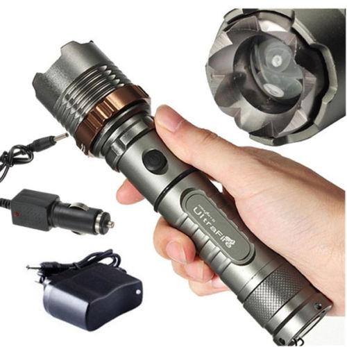 UltraFire 2000 lumens CREE XM-L T6 LED Zoomable Zoom Flashlight Torch +AC/Car Charger Free Shipping