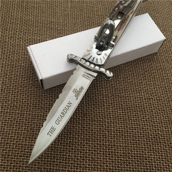 AC Hubertus Solingen Patron The Guardian Bill DeShivs 8.5inch Cold Steel I-Antler Handle Single Action Pocket Folding Camping Knife Knives