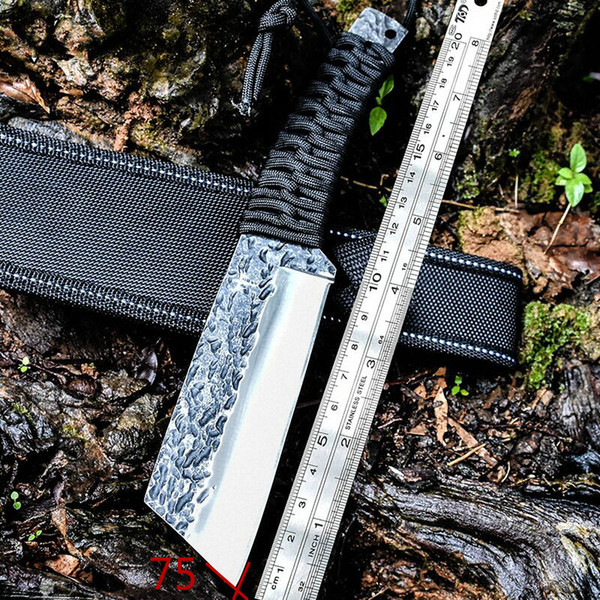 High hardness straight knife hand forged outdoor portable field survival blade knife saber ks18