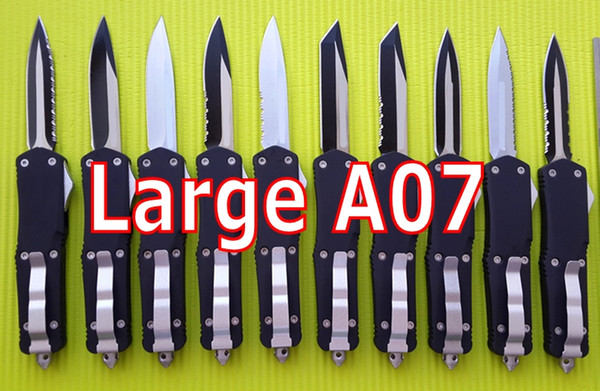 Large A07 Double action out the front Automatic Knives 440C steel EDC tactical Pocket knife bm42 tent camping gear knifes with sheath