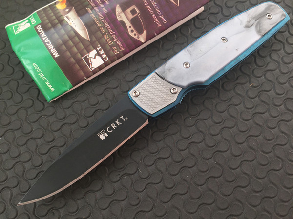 CRKT Fulcrum 7404 by Russ Kommer AUS-8 blade Plain Black finish Drop point CPL handle Folding blade knife pocket knives with box