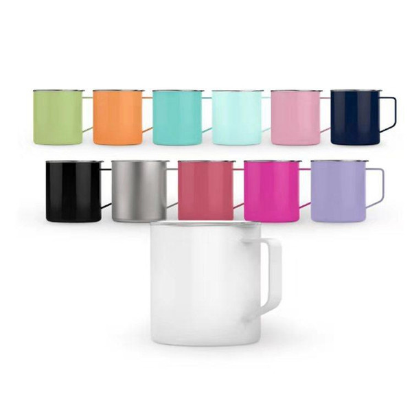 14oz Stainless Steel Coffee Mugs Candy Color Beer Cup with Handle Straws Friendly Insulated Vacuum Tumbler with Lids MMA1800