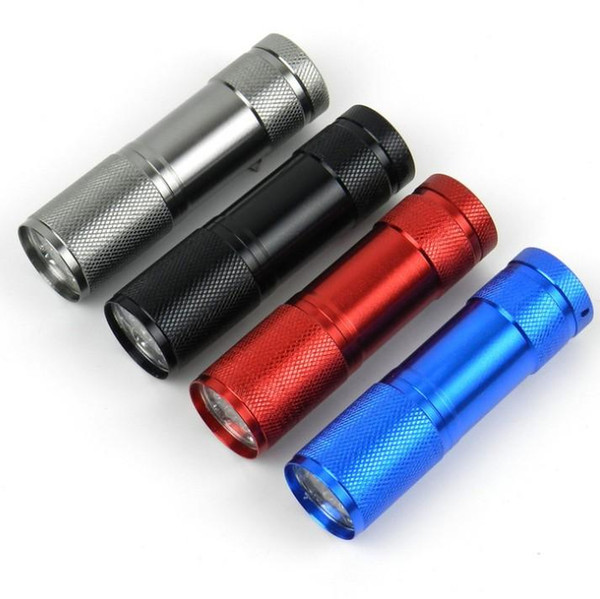 9 LED Mini Torch 4 Colors Mini LED Flashlight 300LM LED Camping Flashlight Torch Waterproof Flashlights Lamp 3AA Battery Powered Torches