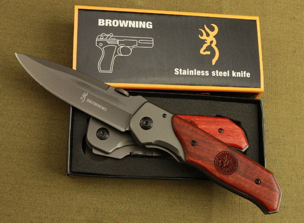 High quality!Browning DA30 Folding Knife Titanium Surface Hardwood inlay Handle Hunting Camping 330 Fighting Knife