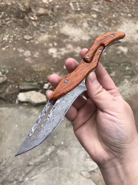 2019 The Latest Version Damascus Machinery Folding Knife, EDC Free Outdoor Survival Self-defense Tool Gift Knife