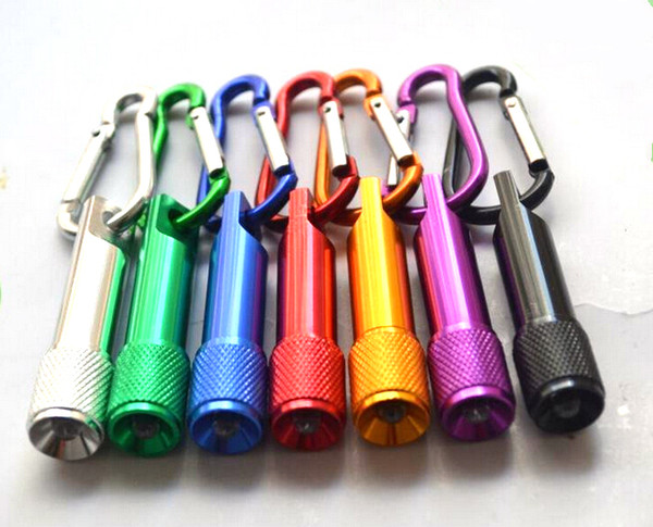 100pcs Birthday christmas lights gifts LED Mini Flashlight Aluminum Alloy Torch with Carabiner Ring Keyrings Key Chain mini LED Flashlight