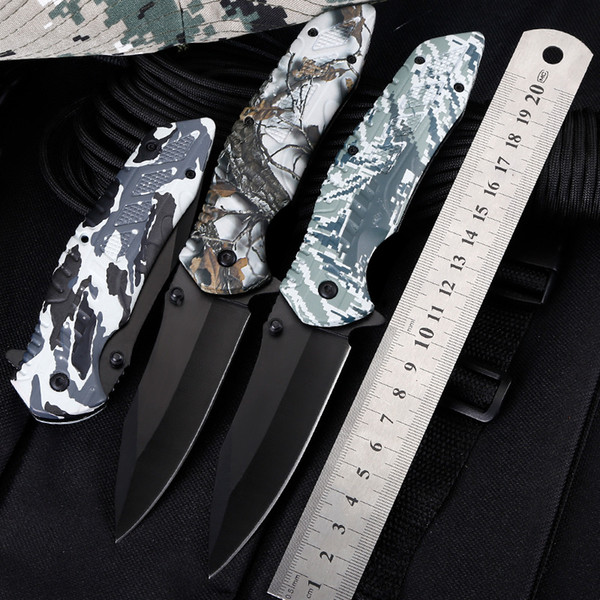 Camouflage Styles Folding Knife Double Ball Bearing Flipper Pocket Knife 440C 56HRC Handle Blade Utility Outdoor Camping Knife