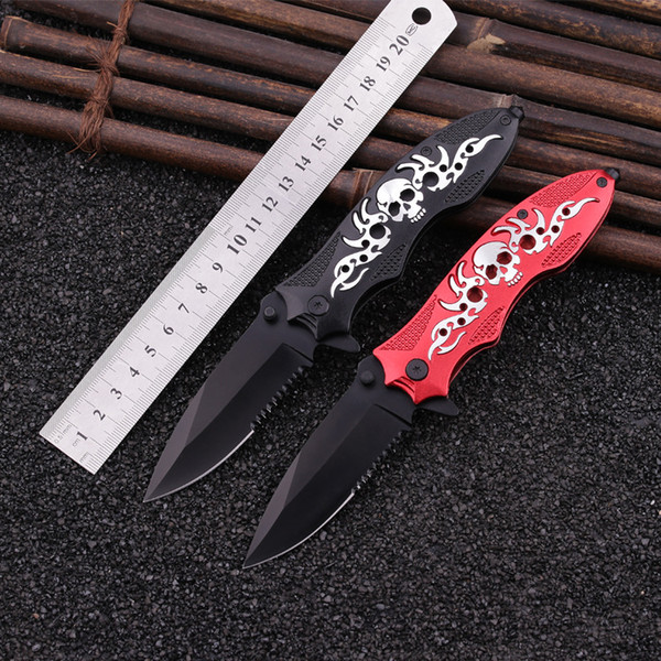 Skeleton Style Folding Knife Double Ball Bearing Flipper Pocket Knife 440C 56HRC Alloy Handle Blade Utility Outdoor Camping Knife