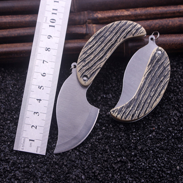 Small Leaf Style Folding Knife Double Ball Bearing Flipper Pocket Knife 440C 57HRC ABS Handle Blade Utility Outdoor Camping Knife For gift