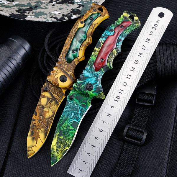 Outdoor Cool Colorful Folding Knife Double Ball Bearing Flipper Pocket Knife 3Cr13 54HRC Handle Blade Utility Outdoor Camping Knife