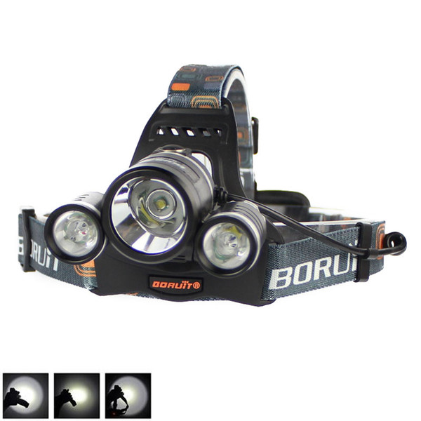 Boruit 6000LM 3x CREE XM-L T6 LED Headlight Headlamp RJ-3001 Head Headlamps Headlight Headlamp Head Lamp Light Torch USB Lamp Charge