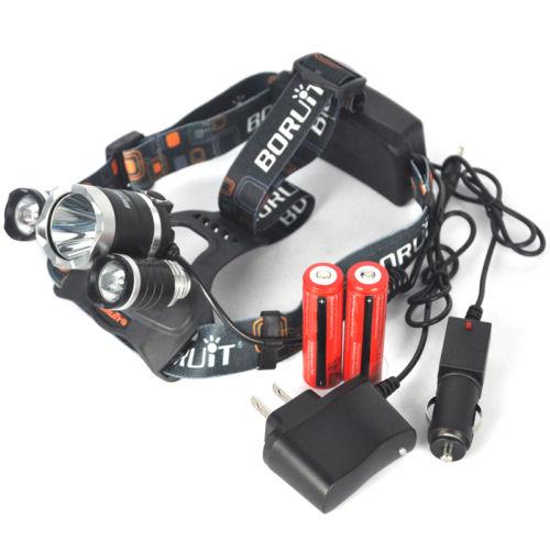 Boruit 6000LM 3x XML T6 LED Luz Cabeza Linterna Frontal Headlamp Cargador+18650