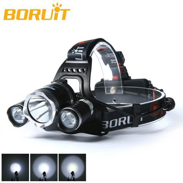 Boruit 8000LM 3X XM-L2 LED 30w Headlight Headlamp RJ-5000 Head Headlamps Torch USB Lamp Charge Multifunctional charging