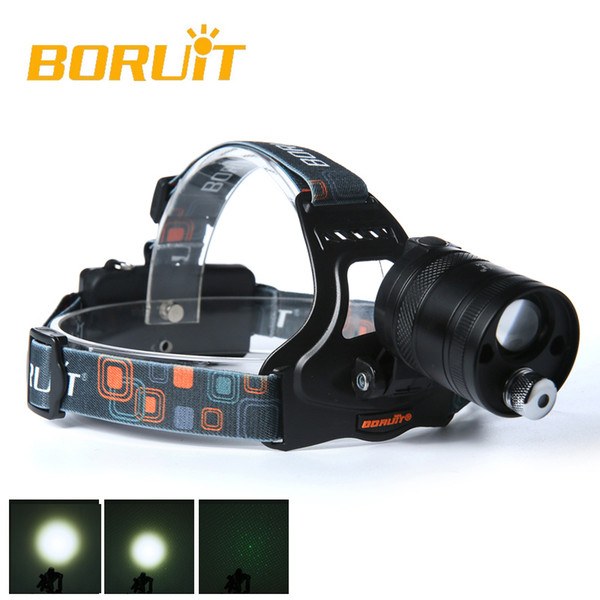 BORUIT Toshiba leitesi (white) green laser LED convex mirror Headlamp Headlight Head Torch rotating zoom 18650 lithium battery