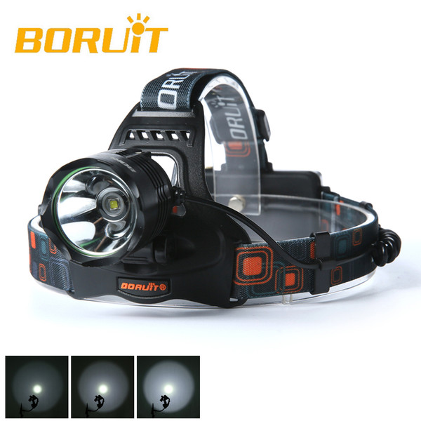 Boruit 2500LM XM-L2 LED 18650 Headlamp 5-Modes Head Light Torch Flashlight Lamp + USB AC CAR Charger