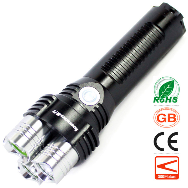 LED Flashlight 3 Lights Blue White Yellow Light Torch CREE XPE Super Bright Powerful 26650 Rechargeable Waterproof Outdoors Portable Light