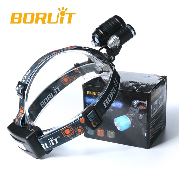 BORUIT 3 x XM-L T6 White+2R5 Green LED 6000LM Bicycle Head Light Headlamp Torch USB Lamp Charge