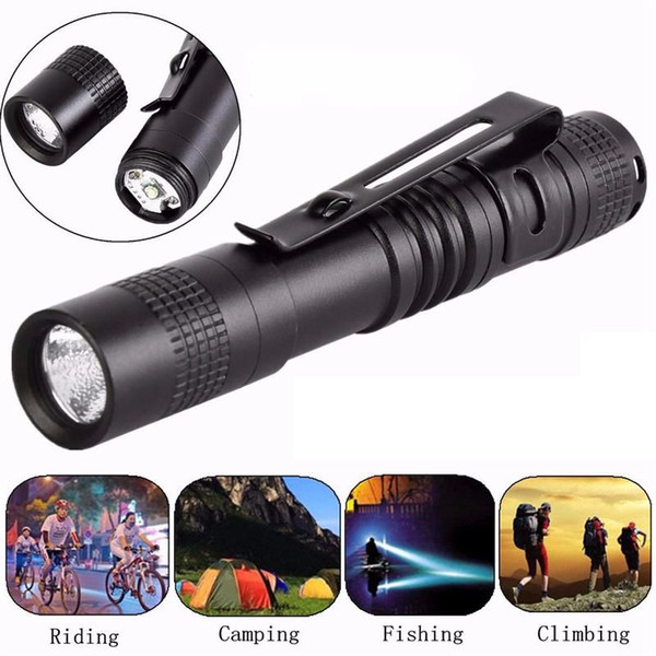 Portable Aluminum Mini Flash Light Bright Pen Belt Clip LED Light Lamp Flashlight AAA Torch For Outdoor Activity