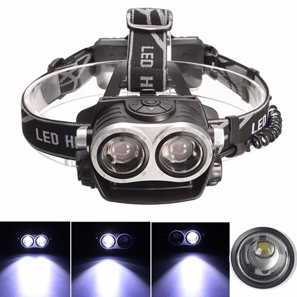 New 5000lm 18650 LED Headlamp USB Charging Telescopic Zoom 2*Cree T6 LED Headlight Flashlight Torch Bike Light