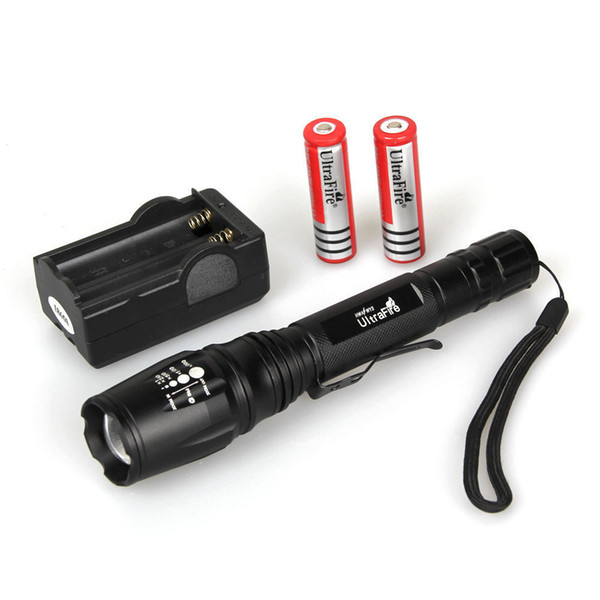 UltraFire 2000Lm CREE XM-L T6 Zoomable LED Flashlight Torch 18650 Battery/Charger/Electric Torch Set Free Shipping