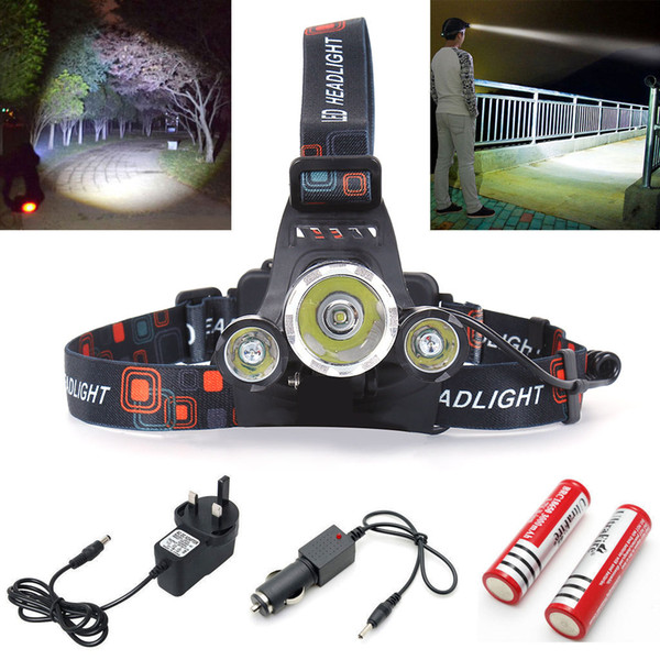 Boruit RJ-3000 5000Lm Fishing Light 3x CREE XM-L T6 LED Headlamp Headlight Head Torches UK/US/AU/EU