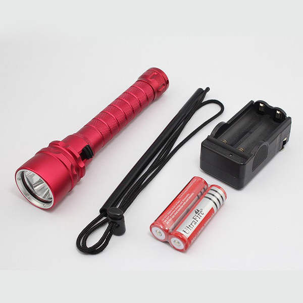 Underwater 100m Diving Flashlight 5000lm 3x CREE XM-L2 LED Waterproof Swimming Diving Torch Light Lamp 18650 Battery Charger