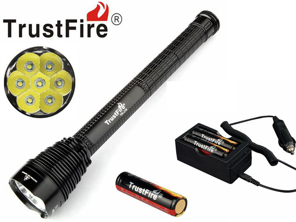 New Super Bright TrustFire TR-J18 7*CREE XM-L T6 LED Flashlight 8000 Lumen 5-Modes Torch Light + 18650 Battery + Car Charger