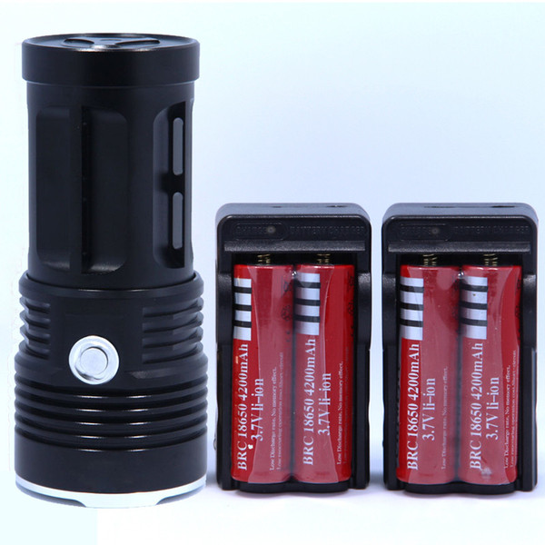 New 12000lumens High Power LED Flashlight 10*CREE XM-L T6 Torch Light Lamp Lantern with 4*18650 Batteries & 2*18650 Chargers Free Shipping