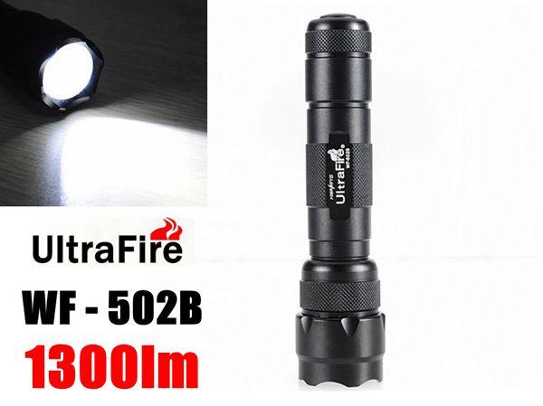 18650 Tactical Flashlight UltraFire WF-502B 1300LM CREE XM-L T6 LED Torch Light for Hiking & Camping Free Shipping