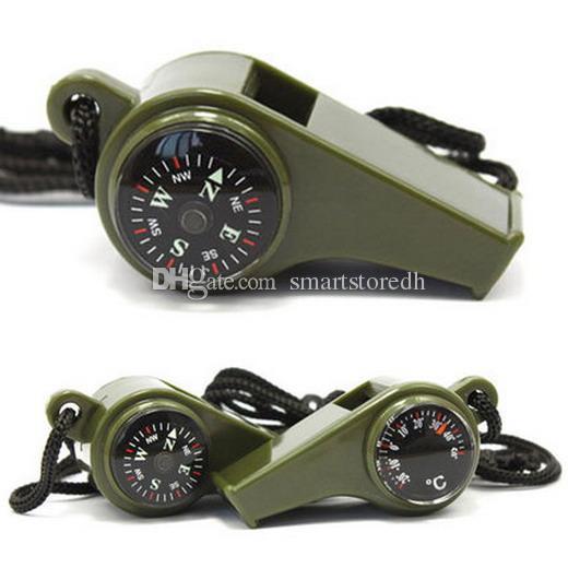 3 in1 Camping Hiking Emergency Survival Gear Whistle Compass Thermometer F00388 SPDH