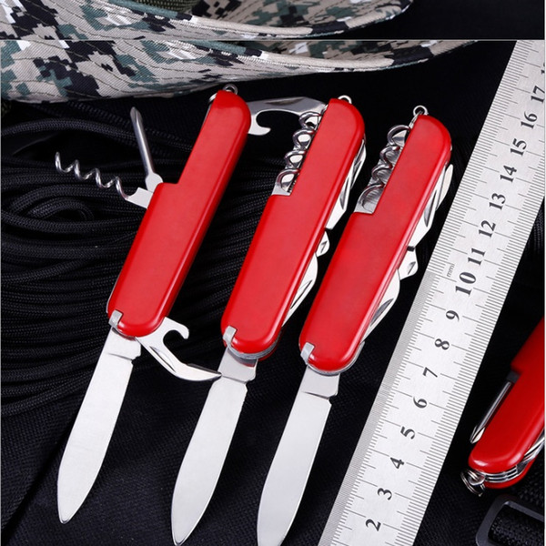 Outdoor multifunctional tool hiking and camping 11 functionS Stainless Steel swiss army folded knife 15cm body length 80 degree tip