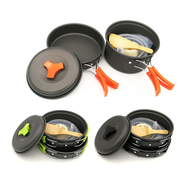 High Quality Outdoor Tableware Backpacking Cooking Picnic Outdoor Camping Kitchen Cookware Bowl Pot Pan Set Camping Kitchen Tools