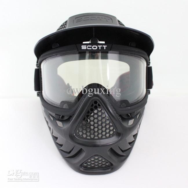 Drss Safty Airsoft Paintball Tactical Full Face Mask With Goggle Second Style Black(BK)