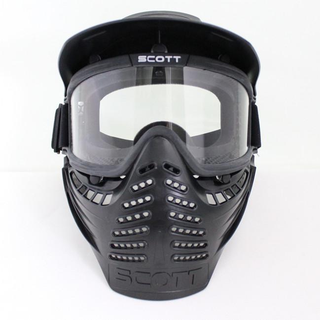 Drss Safty Airsoft Paintball Tactical Full Face Mask With Goggle First Style Black(BK)