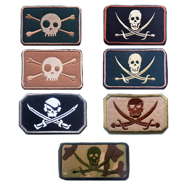 Embroidered Patch NAVY SEALS And Pirate Skull Crossed Swords Morale Patch Army Military Tactical Embroidery Badges