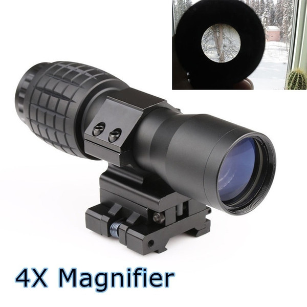 Paintball Airsoft Hunting 4X Magnifier Scope Magnifying Sight FTS Flip to Side